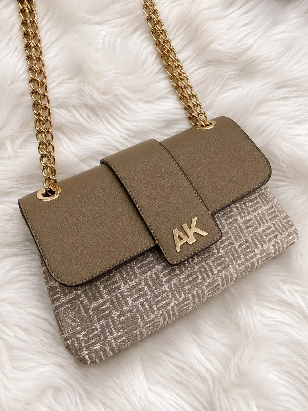 Anne Klein Taupe Chain Shoulder Bag
